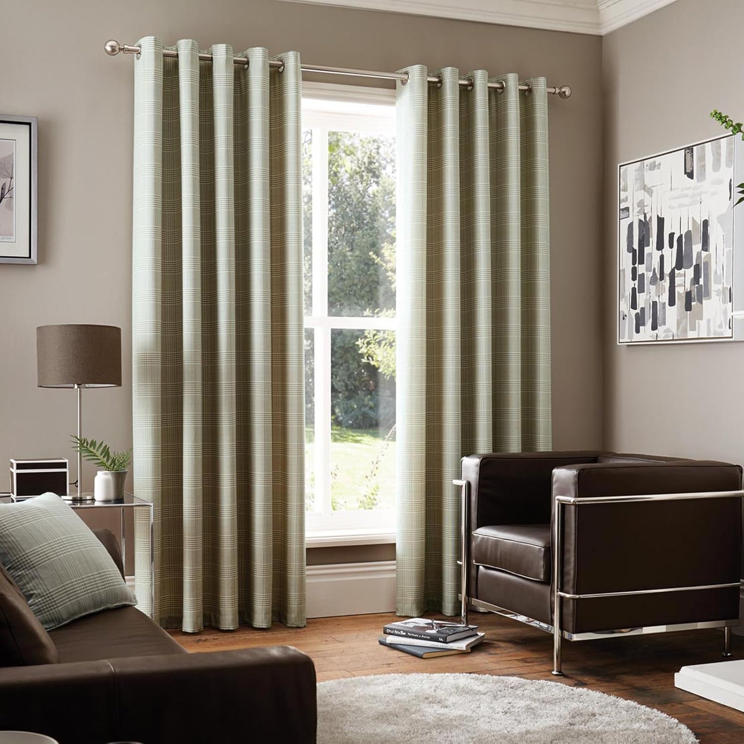 Just Contempo Basketweave Eyelet Lined Curtains Natural Beige 66