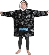 Fortnite Oversized Hoodie Blanket for Kids Teens Fleece Poncho Black White