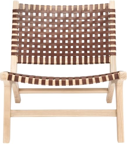 SAFAVIEH Home Collection Munro Sungkai ACH1005B - Sedia in legno e pelle intrecciata (completamente assemblata