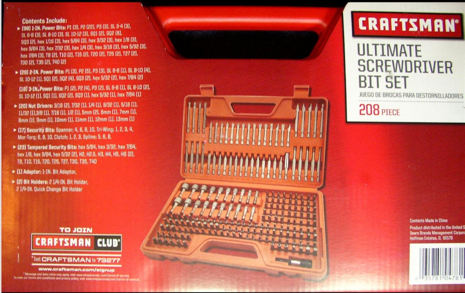 Craftsman Ultimate Screwdriver Bit Set 208 pcs Power Tools Box Case