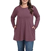 Shiaili Classic Plus Size Tunic Tops with Pockets Heather Long Shirt for Women