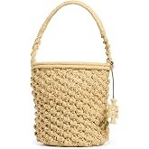 Tory Burch Women's Ella Hand Crochet Popcorn Stitch Bucket Bag