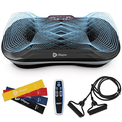 LifePro Vibration Plate Exercise Machine - Whole Body Workout Vibration Fitness Platform w/ Loop Bands - Home Training Equipment for Weight Loss & Toning (Black)