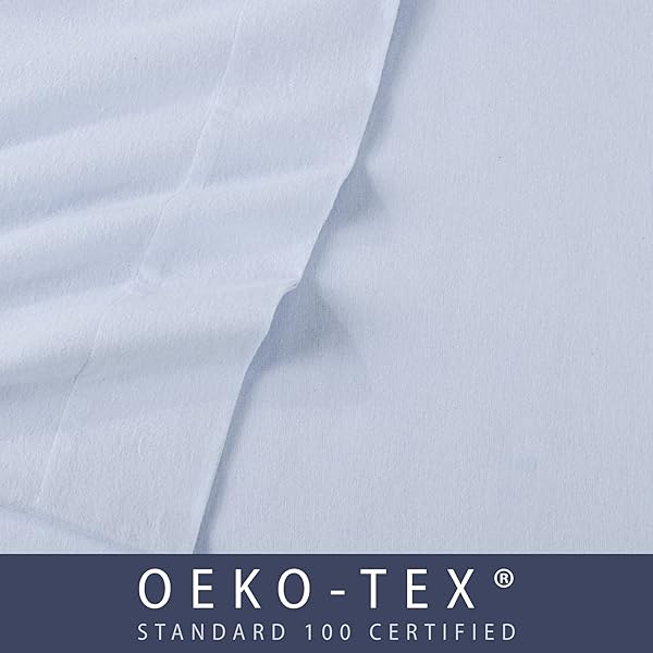 MARKET & PLACE 100% TURKISH COTTON FLANNEL SHEET SET | 4 PIECE DEEP POCKET SOLID COZY WINTER BED SHEETS | DOUBLE BRUSHED FOR EXTRA SOFTNESS & COMFORT | CHALET COLLECTION (QUEEN, LIGHT BLUE)