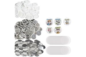 VEVOR 500 Sets 2.25 inch 58mm Pin Back Button Parts, DIY Round Button Badge Parts, Set Includes Metal Top, Plastic/Metal Butt