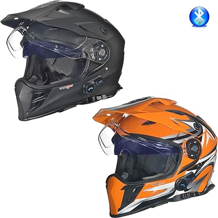 RX-968 COM Bluetooth Crosshelm Integralhelm Quad Cross Enduro Motocross Offroad Helm rueger, Größe:L (59-60), Farbe:Matt Schw