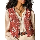 SweatyRocks Women's Boho Vest Cardigan Vintage Floral Jackets Linen Going Out Vests