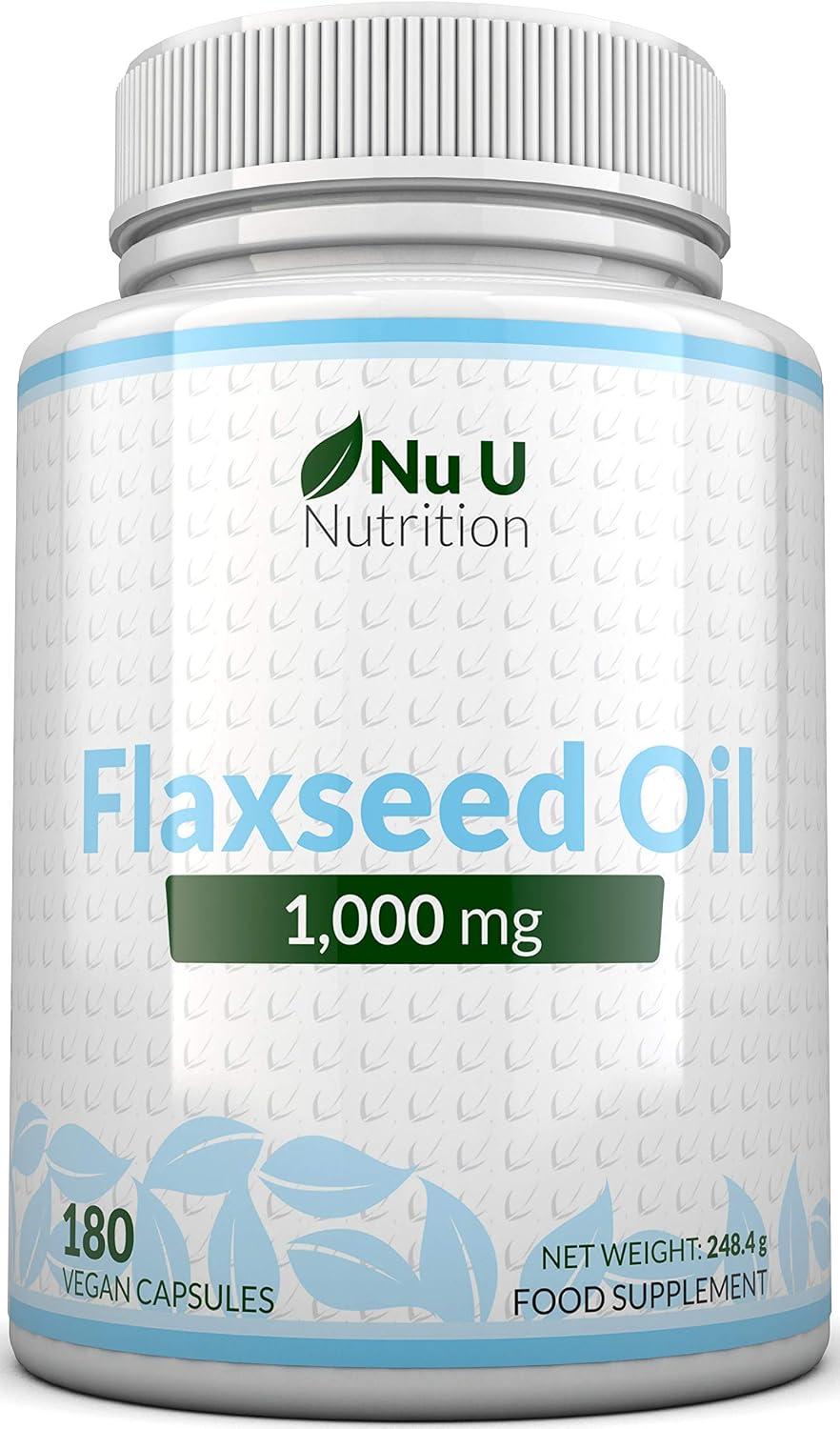 Nu U Nutrition, Flaxseed Oil Capsules 2000mg, 180 Vegan Softgels, Rich Source of Vegan Omega 3 6 9, Cold Pressed