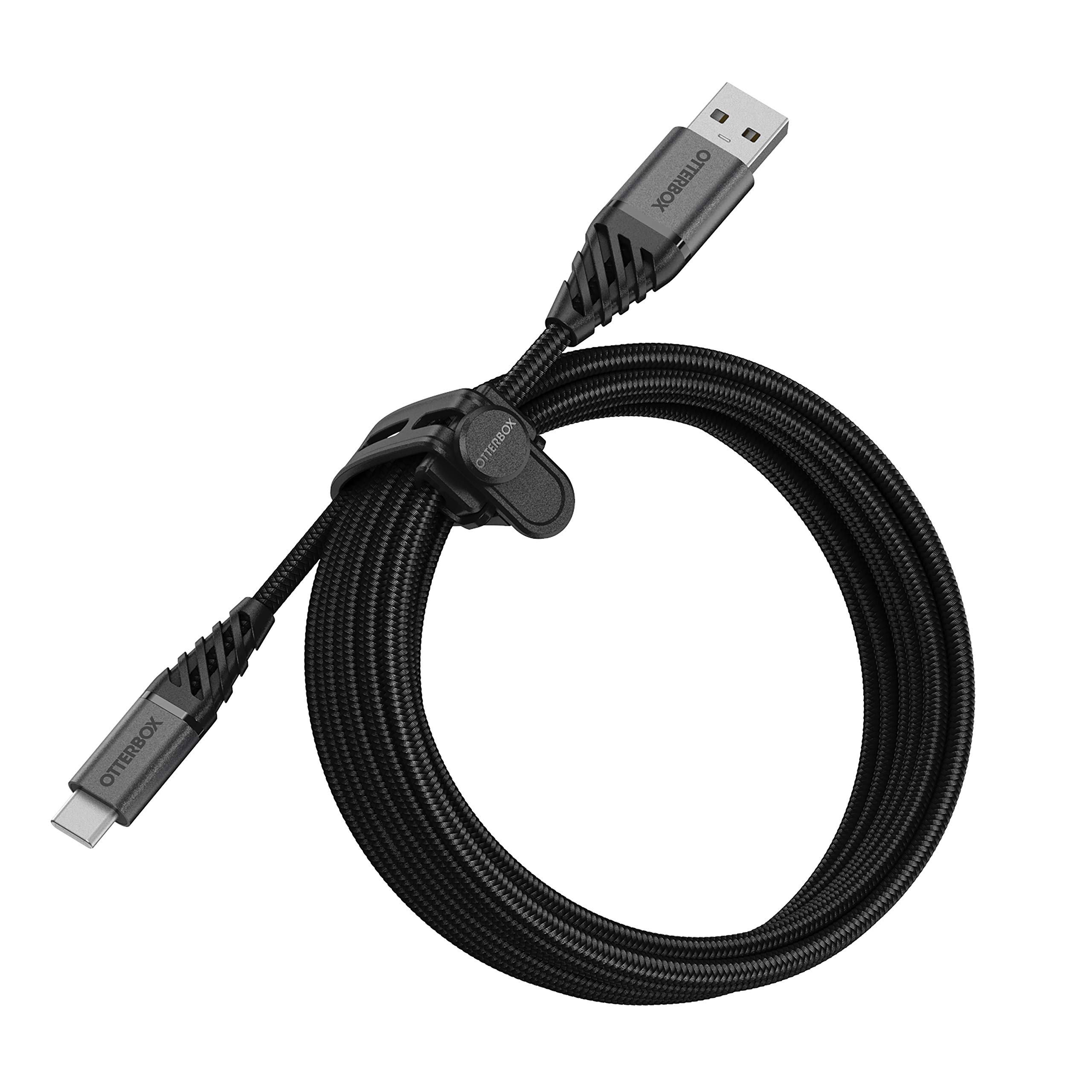 OtterBox Premium Reinforced Braided USB-A to USB-C Cable, Charging Cable for Smartphone and Tablet, Ultra-Rugged, Bend and Flex Tested, 3M, Black