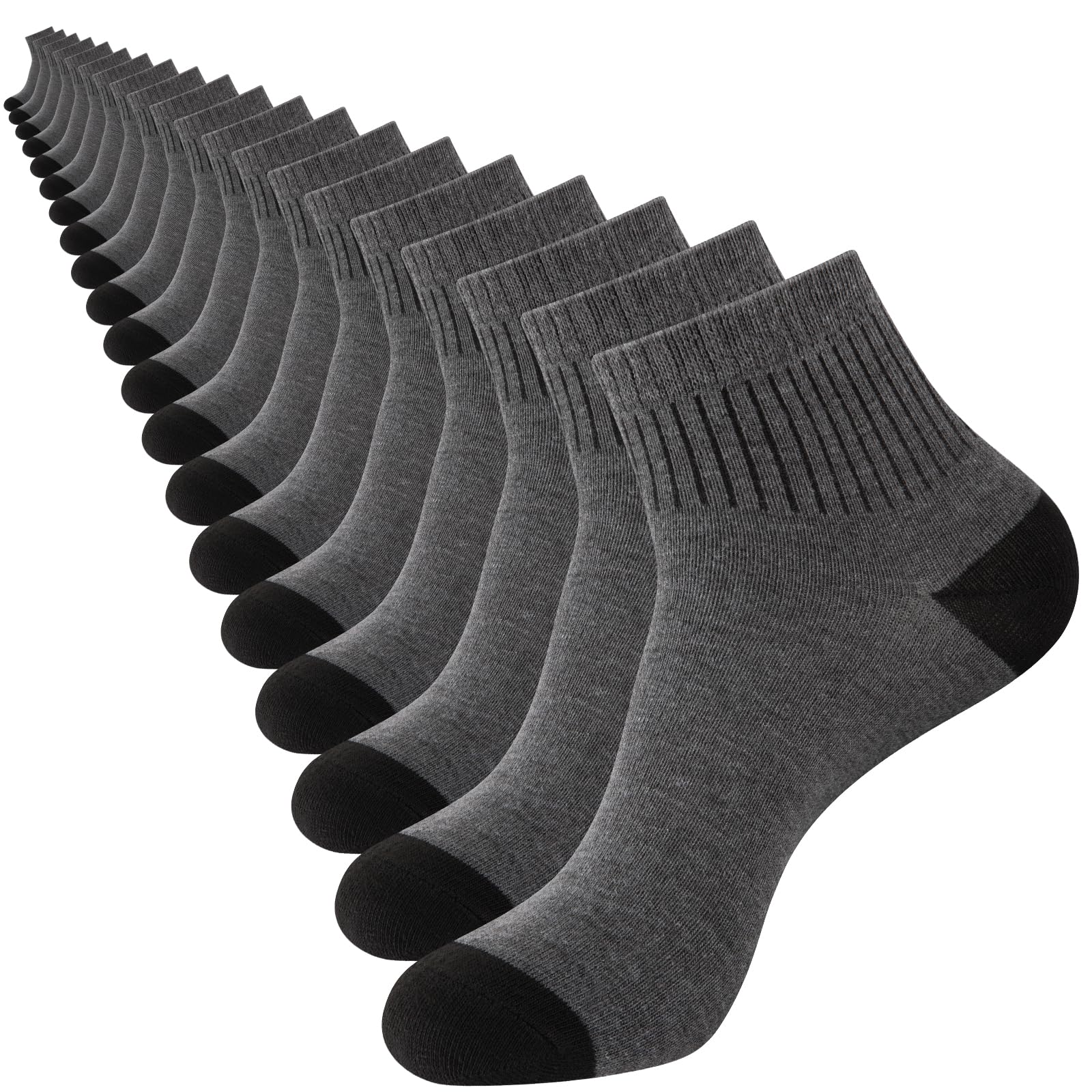 Photo 1 of EverKnits 20 Pairs Ankle Socks For Men - Mens Socks Size 10-13 Crew Quarter Sock in Bulk
