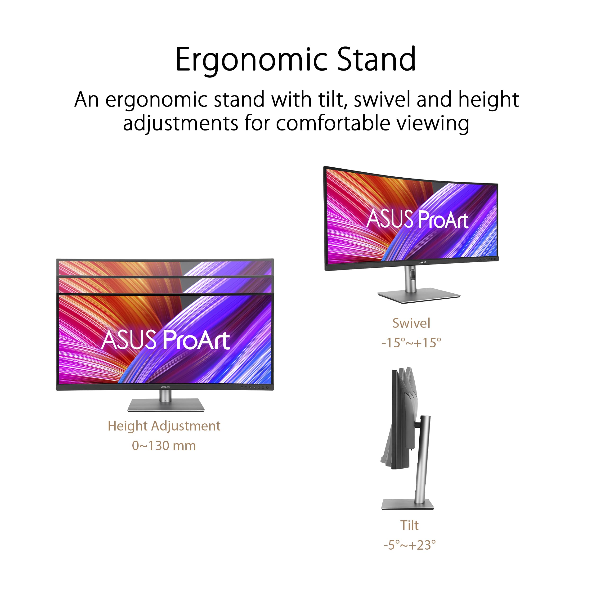ASUS ProArt Display 34” Ultrawide Curved Professional HDR Monitor (PA34VCNV) - IPS, 21:9 3440 x 1440, 3800R Curve, 100% sRGB/Rec709, ΔE2, Calman Verified, USB-C Docking PD 96W, RJ45, 3 Year Warranty