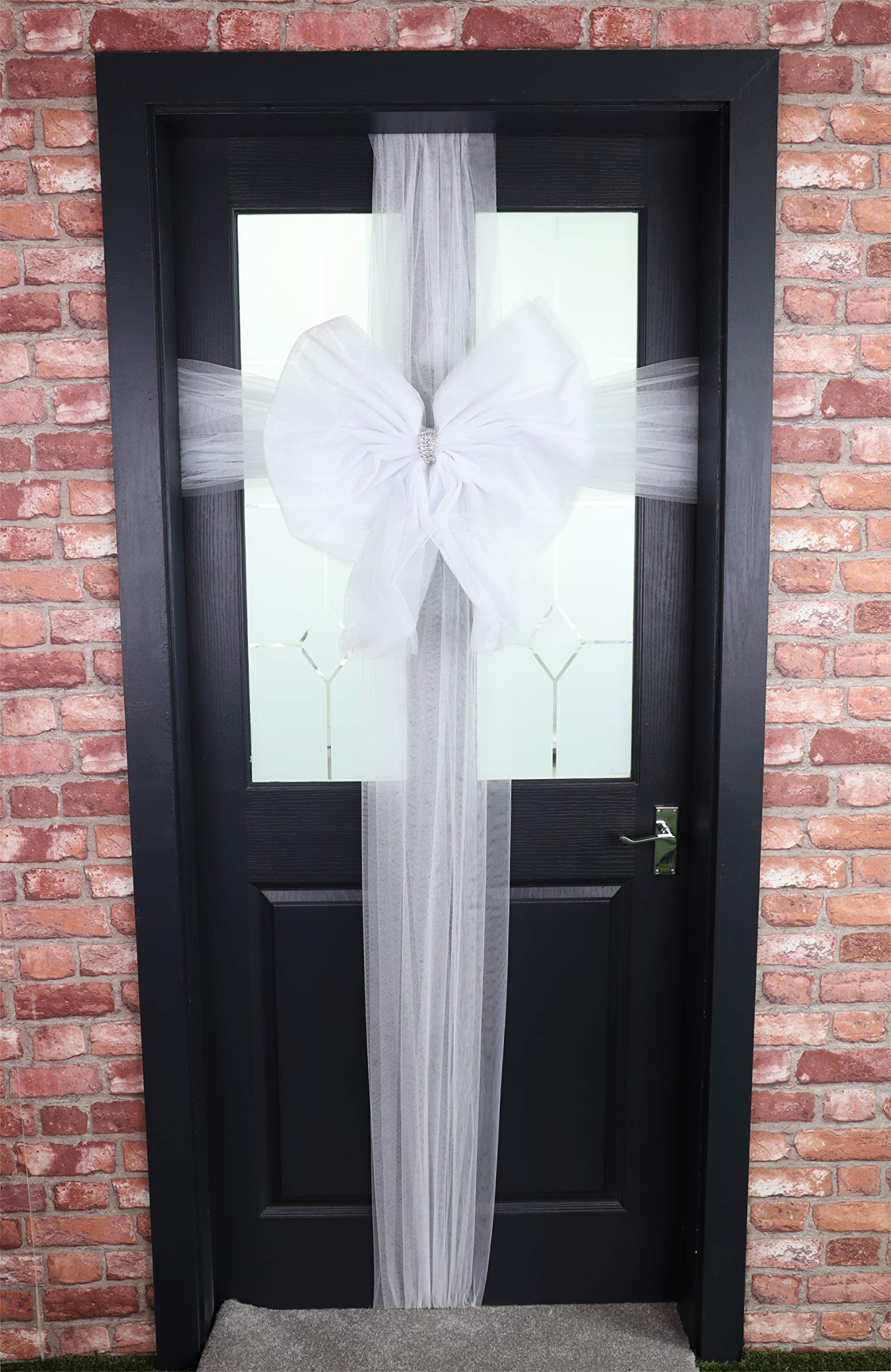 Toyland® DIY Decorative Door Bow With Diamante Decoration - Wedding/Parties/Christmas (WHITE)