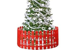 WEFAITH Christmas Tree Fence Decoration - 30 pcs Freely Assemble & Decorative Picket Fence Around Christmas Tree for Kids Pets Cats Puppy Proof,Mini Plastic Christmas Tree Fence Protector,Red