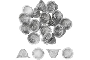 Andibro 60Pcs Stainless Steel Bowl Screens, 1/2 Inch Stainless Steel Bowl Mesh Clean Screens Tapered Design Conical Design Metal Filters Mini Metal Clean Screen Reusable Filters