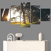 SIGNWIN 5 Panel Canvas Wall Art Setting in The Tree for Home Decorations Ready to Hang - 60