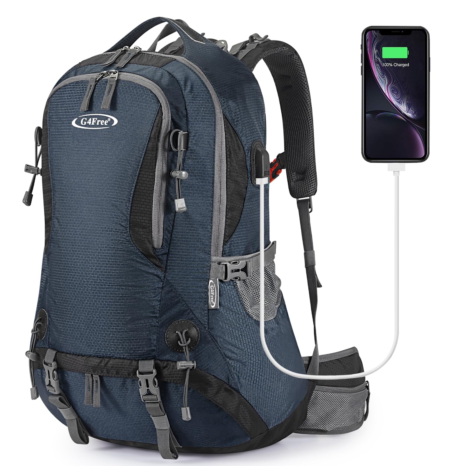 G4Free 50L Rucksack Hiking Backpack Mountaineering Bag Waterproof Travel Camping Trekking Daypack Outdoor Sports Backpack with Rain Cover for Men Women