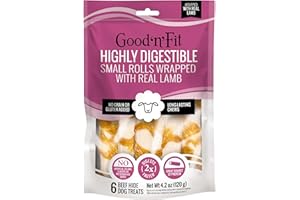 GOOD'N'FIT Good ‘n’ Fit Rolls Made with Real Lamb, 6 Small Rolls, Treat Your Dog to a Long-Lasting and Highly Digestible Rawhide Chew