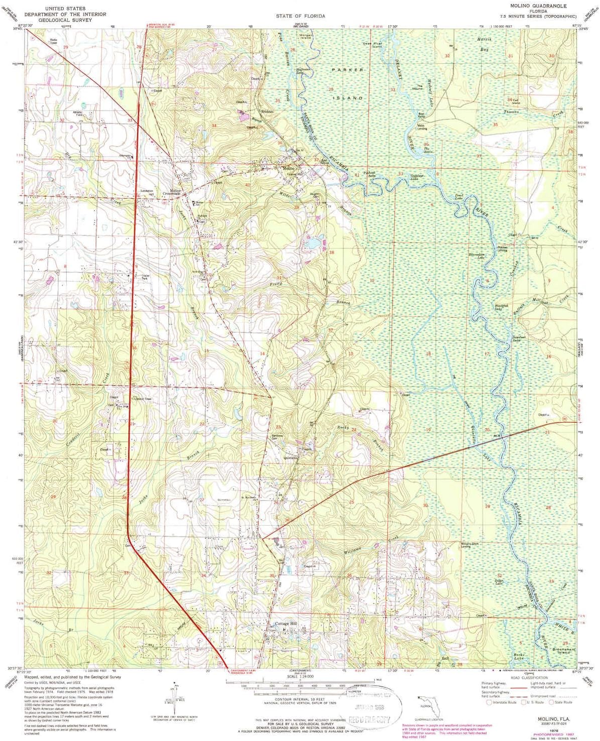 YellowMaps Molino FL topo map, 124000 Scale, 7.5 X 7.5