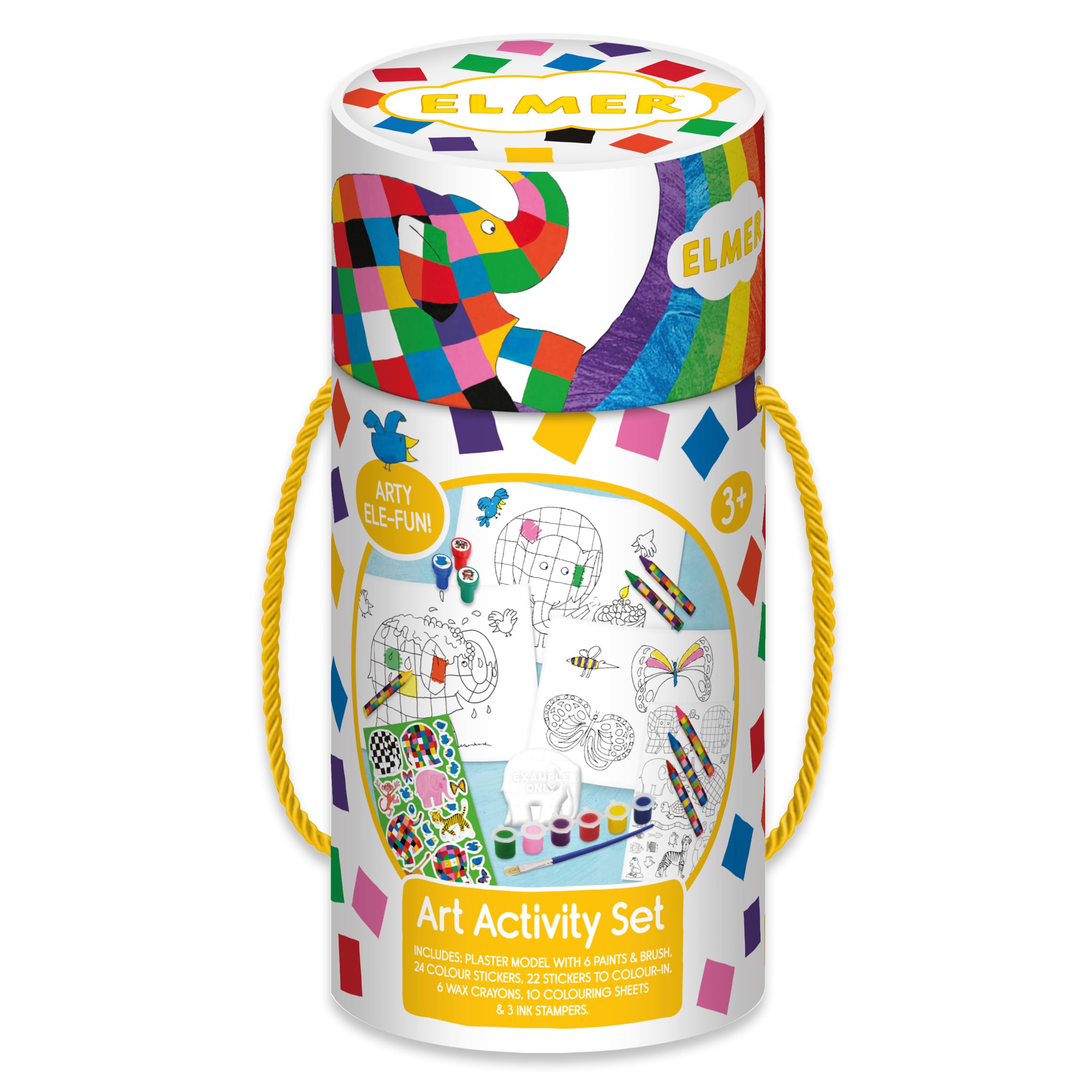 Children's Art Activity Set by Robert Frederick - Elmer Design - Includes Paints, Crayons and Stickers