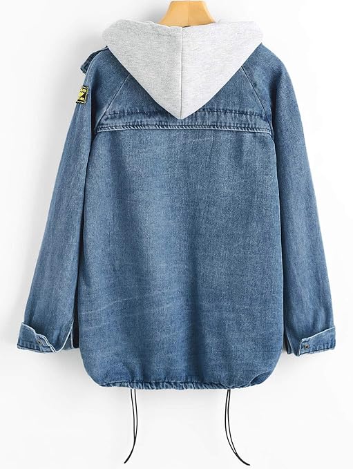 zaful button up denim jacket and hooded vest