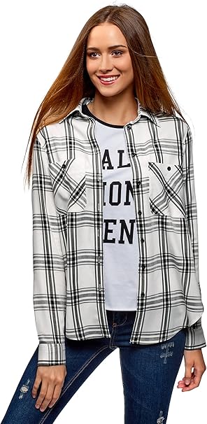 Aibrou Camicia Quadri Donna Di Flanella Manica Lunga Classici Bluse Casual Elegante Stile Di Boyfriend Shirt Top Amazon It Abbigliamento