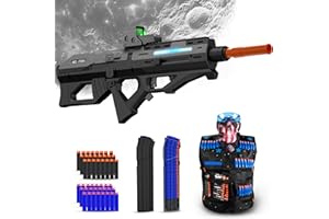 SOFITEN Electric Powerful Toy Gun Automatic Sniper Rifle with Soft Bullet, Equipped with Scope, 2 Extended Magazine(*18), Tactical Vest, Birthday Christmas New-Year Gifts for Kids Boys Teens Adults