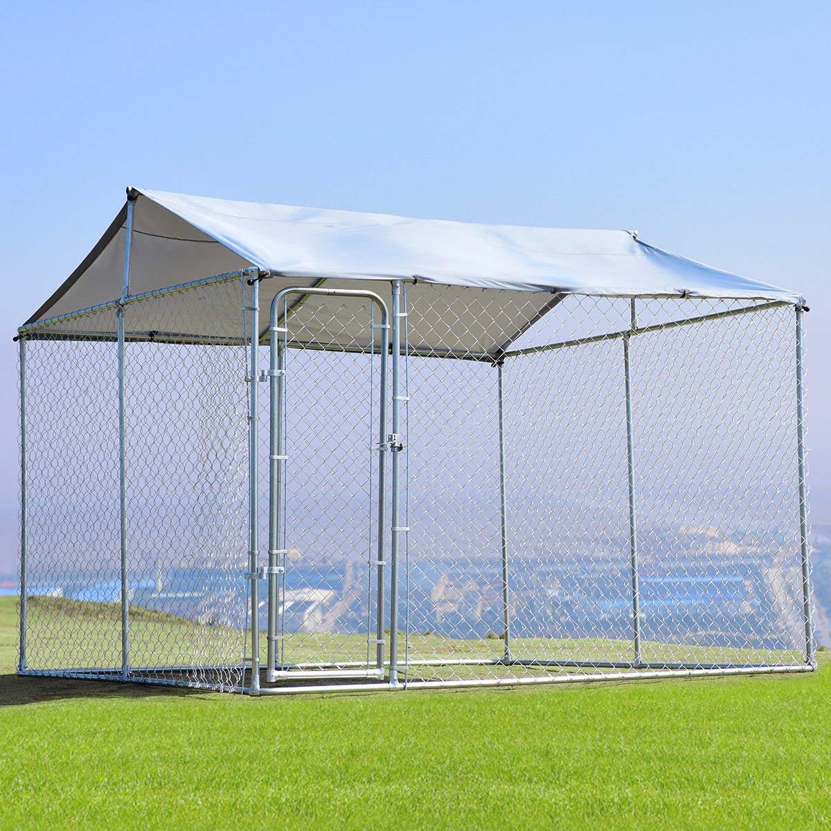 Giantex Large Pet Dog Run House Kennel Shade Cage With Roof Cover Backyard Playpen (Kennel Cover