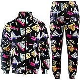 Arssm Retro 80s 90s Outfit Sets for Men Vintage Jacket and Joggers Sweatpants 80s Tracksuit Streetwear