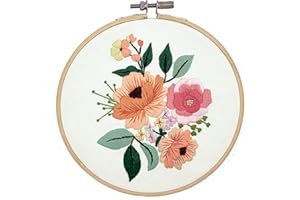 DUTCH STITCH BROTHERS Wildflower Embroidery Starter Kit with Pattern and Instructions. Stamped Embroidery Kits with Embroidery Clothes with Pattern. 6" Embroidery Hoop
