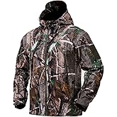 YEVHEV Hunting Jacket for Men Quiet Hunting Camouflage Clothing Hoodie Camo Coat Water-Repellent Windproof