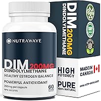 Nutrawave 200mg DIM Capsules, Diindolylmethane Supplement for Healthy Estrogen and Hormone Balance. Improved Metabolism, Redu
