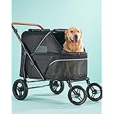 Zoosky Pet Stroller for Large Dogs up to 110lbs, Large Pet Stroller for Multiple Pets, All-Terrain with Adjustable Handle & Mesh Dual-Window, 1680D Waterproof Oxford Fiber