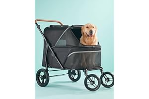 Zoosky Pet Stroller for Large Dogs up to 110lbsLarge Pet Stroller for Multiple PetsAll-Terrain with Adjustable Handle & M
