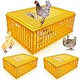 Sintuff 2 Pieces Poultry Carrier Crate Plastic Chicken Transport Cage Bird Carrier Chicken Carrier Travel Crate Basket Box for Poultry Chicken Bird Duck Goose, 29.5 x 21.7 x 11.6 Inch