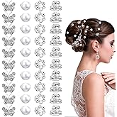 Ouligay 40 PCS Small Hair Claw Clips Pearl and Rhinestone Hair Clips Little Little Butterfly Flower Design Hair Clips for Women and Girl Wedding Bridal Hair Accessories
