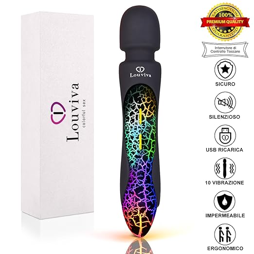 title=Louviva Massaggiatore con Bagliore Screpolature alla Moda Ricaricabile Silicone