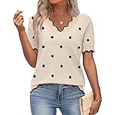 Zeagoo Women's Short Sleeve Sweater 2026 Spring Summer V Neck Lightweight Tops Dressy Blouses Business Casual Outfits