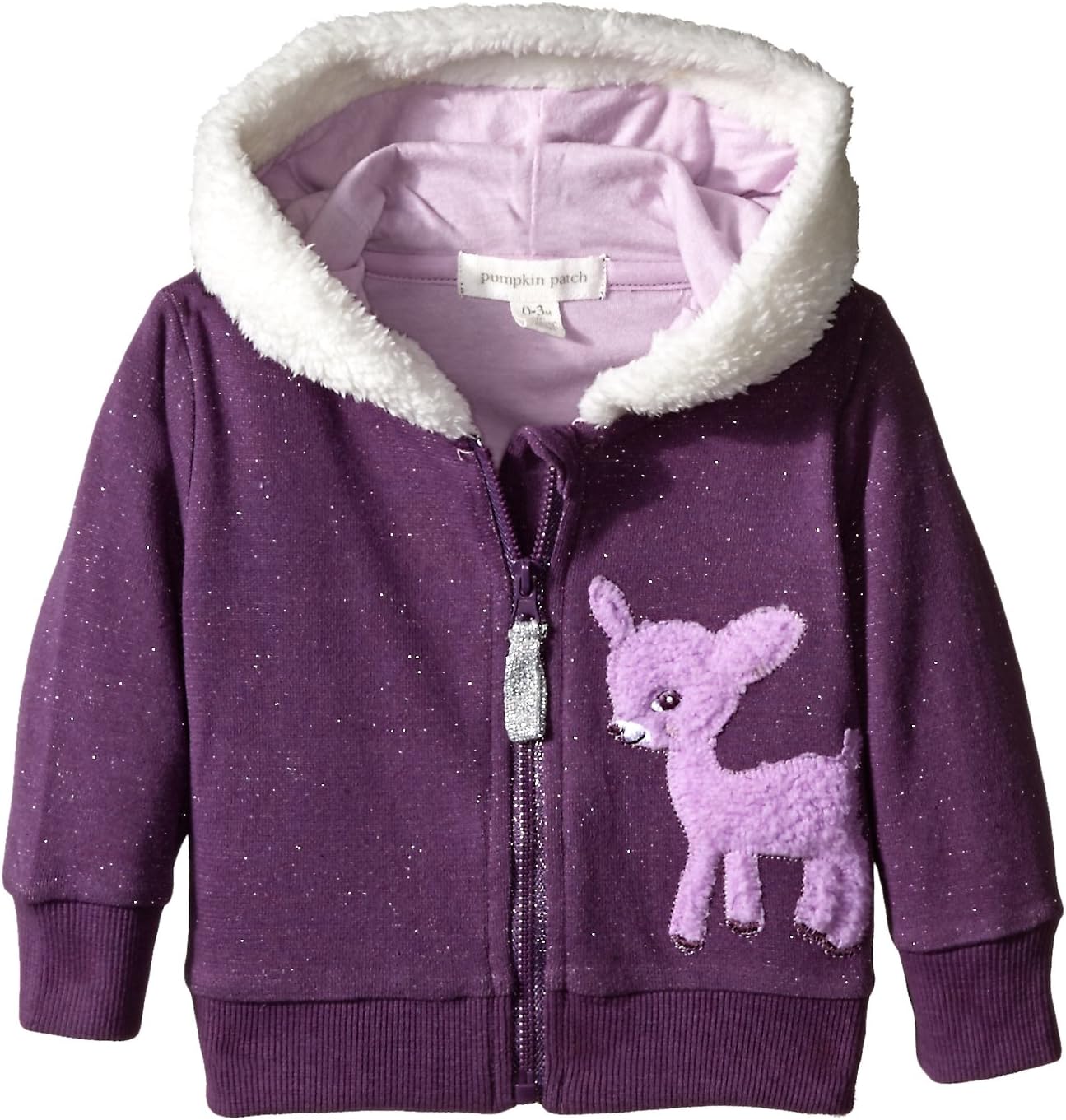 Pumpkin Patch Baby Girls' Passion Sparkly Hoodie with Cute Deer Print
