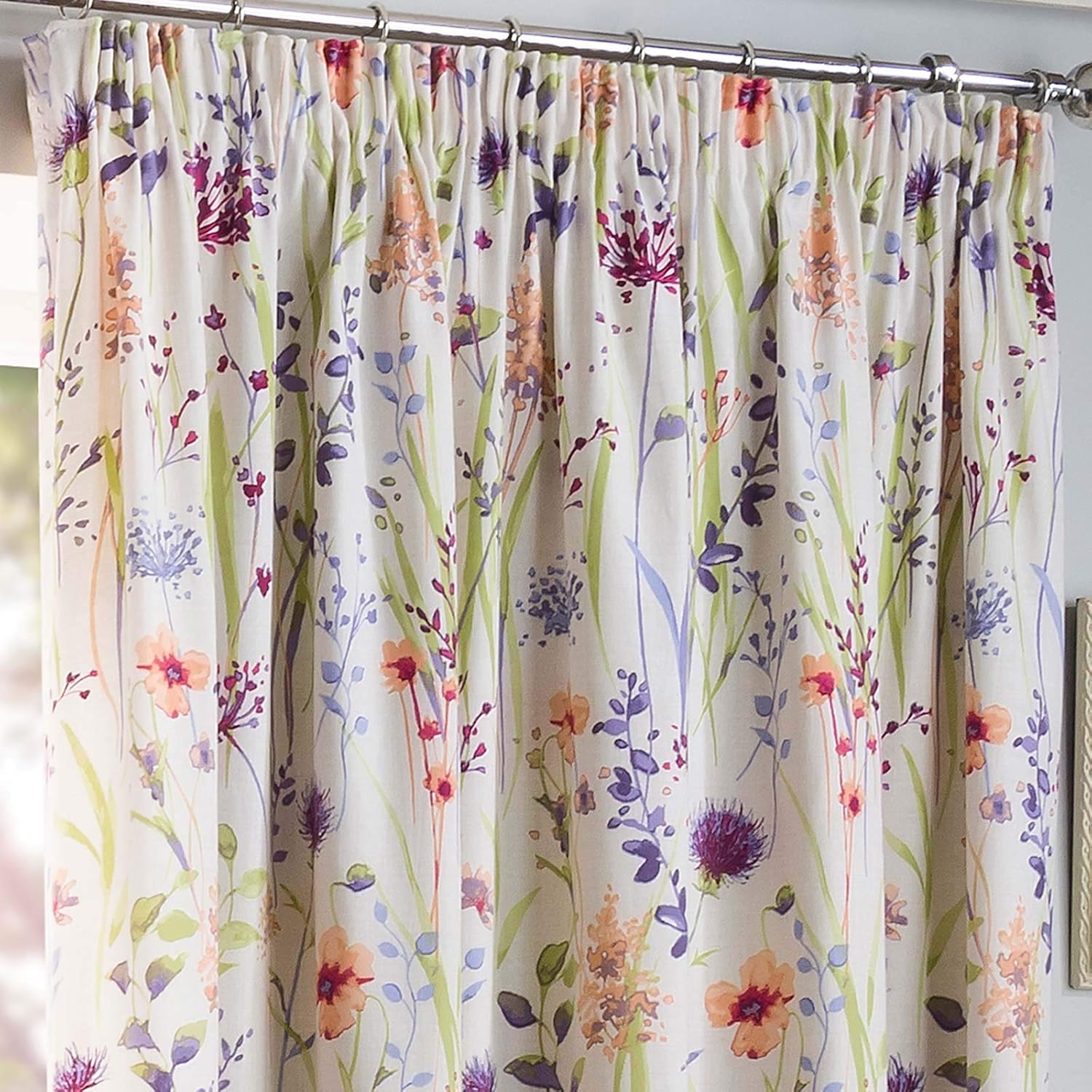 Sundour Hampshire Pencil Pleat Curtains, Half Panama Polycotton, Multi (66 x 90), Multicolor, W 66" x L 90" (1 Panels) - Image 3