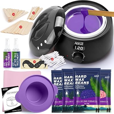 ANRUZ Premium Waxing Kit Digital Wax Warmer 70 Items Full Body Hair Removal