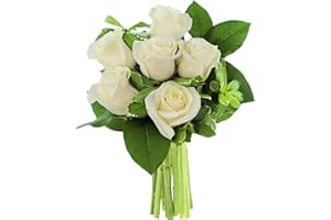 KaBloom PRIME NEXT DAY DELIVERY - Fall Collection - Lilly Pad White Roses: 6 White Roses and Lush Greens .Gift for Birthday, Get Well, Thank You, Valentine, Mother’s Day Fresh Flowers