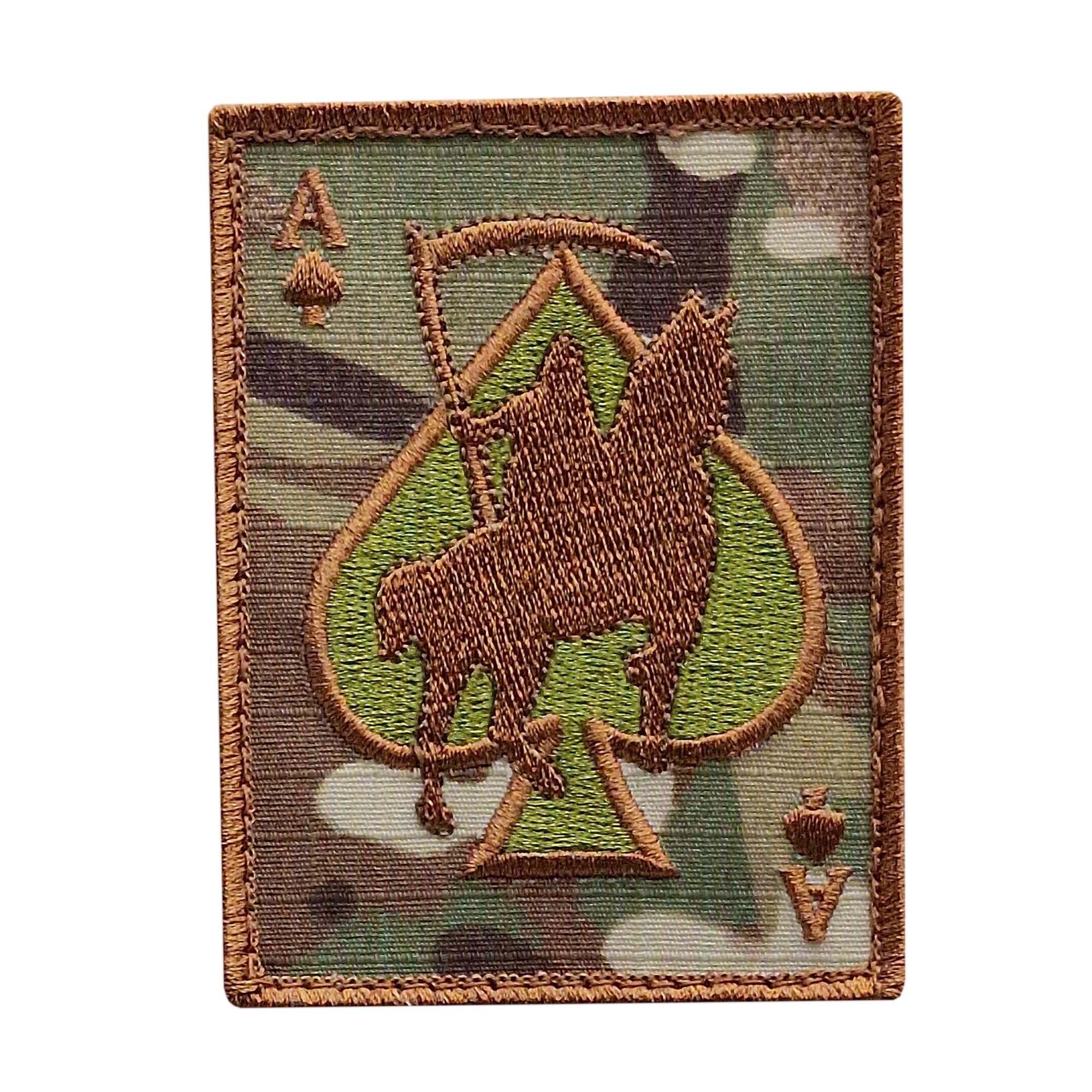 Multicam Ace of Spades Grim Reaper Death Card Morale Tactical Skull Skeleton Hook Patch