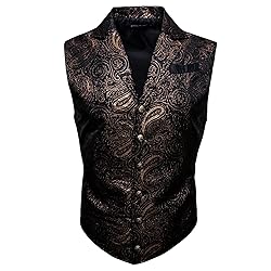 Barry.Wang Mens Brown Black Paisley Victorian Suit