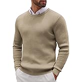 COOFANDY Men's Ribbed Crewneck Sweater Long Sleeve Slim Fit Knitted Pullover Sweater