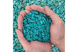 EZEELAI 0.5 Lb Blue Howlite Turquoise Crushed Stone Crystal Chips Bulk, Aquarium Gravel Rocks Polished Tumbled Stones Marble for Vases Filler, Garden and Fish Tank Decoration - 7-9mm