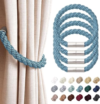 Pretty Jolly 4 Pack Magnetic Curtain Tiebacks Teal Modern Drape Holdbacks