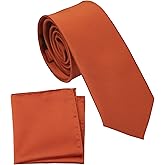 ZENXUS Boy's Solid Tie with Pocket Square Set, Regular Necktie for Children and Kids, Self-Tied