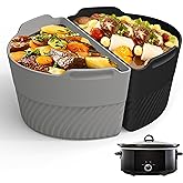 Silicone Slow Cooker Liners Compatible With Crock Pot 6-8 QT,Slow Cooker Divider Allows Cooking Two Different Meals At Once Time, Reusable Silicone Divider Insert, Dishwasher Safe, BPA Free.