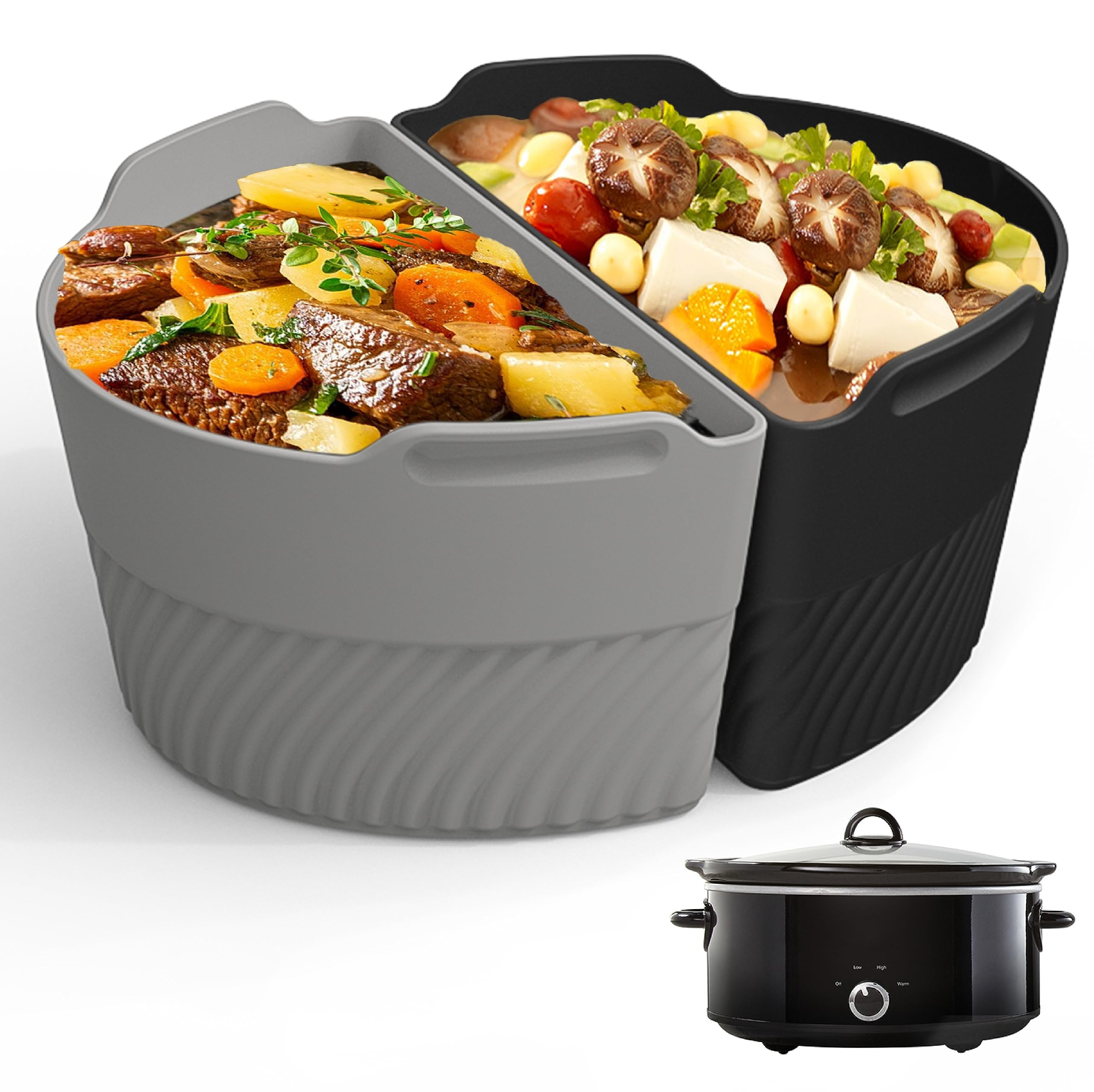 Photo 1 of Silicone Slow Cooker Liners Compatible With Crock Pot 6-8 QT,Slow Cooker Divider Allows Cooking Two Different Meals At Once Time, Reusable Silicone Divider Insert, Dishwasher Safe, BPA Free.
