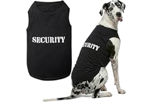 Parisian Pet Dog T-Shirt with Embroidered 'Security' Word - Black Dog Costume - 100% Cotton, Breathable Pet Clothes - Sleevel